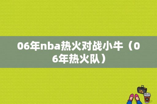 06年nba热火对战小牛（06年热火队）